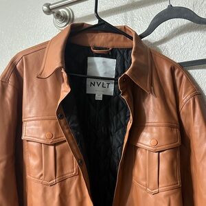 NVLT  Brown Leather Shirt Jacket